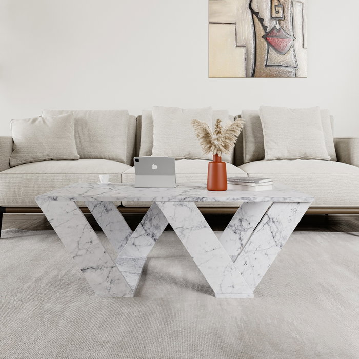 Hanah Home Pipra - Mesa de centro Mármol de Carrara